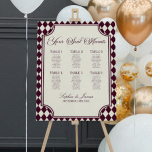 Luxury Old Money Wine Wedding Seating Chart Foam Board