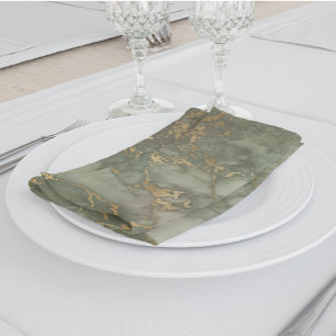 Luxury Olive Green and Gold Marble Cloth Napkin