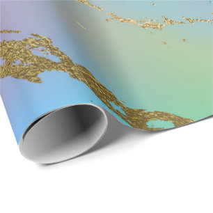 Luxury Ombre Blue Pink Purple Marble Wrapping Paper