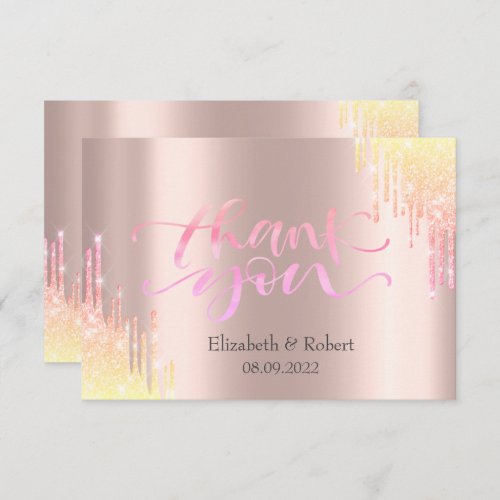 Luxury Ombre Glitter Drips  Thank You Card