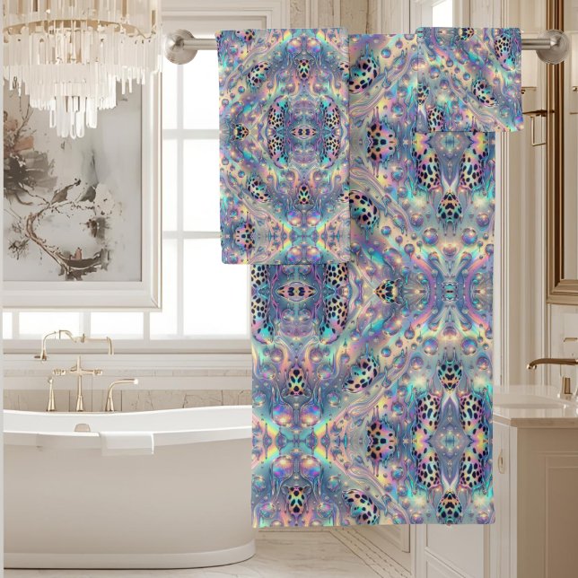 Luxury Opal DIamond | Snow Leopard Print Towel Set (Creator Uploaded)