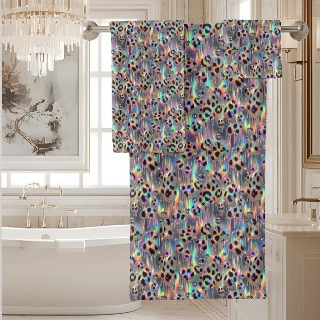 Luxury Opal DIamond | Snow Leopard Print Towel Set (Creator Uploaded)