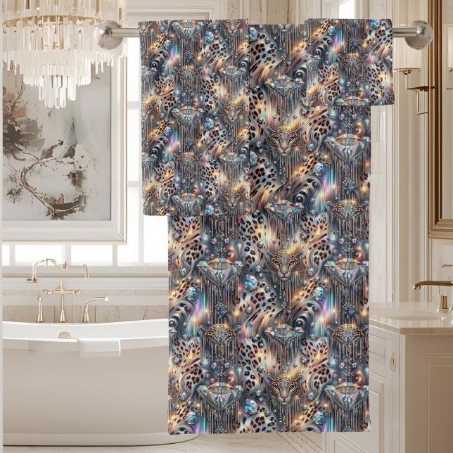 Luxury Opal DIamond | Snow Leopard Print Towel Set (Creator Uploaded)