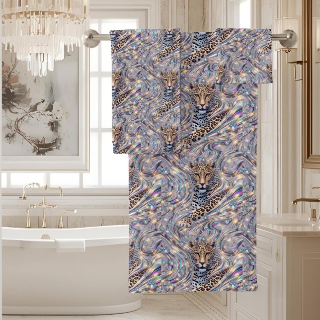 Luxury Opal DIamond | Snow Leopard Print Towel Set (Creator Uploaded)