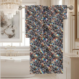 Luxury Opal DIamond   Snow Leopard Print Towel Set