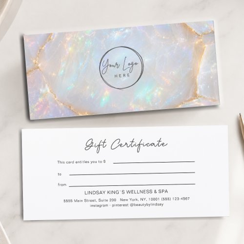 Luxury Opal Holographic Logo Gift Certificate