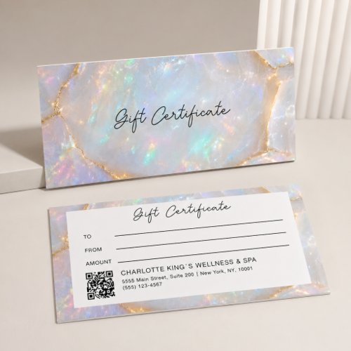 Luxury Opal Holographic QR Code Gift Certificate