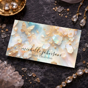 Luxury Opal Moonstone Butterfly Jewelry Designer Business Card