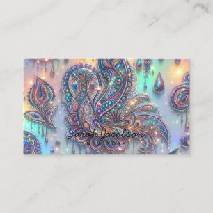 Luxury Opal Paisley Diamond Business Card