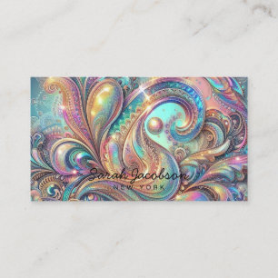 Luxury Opal Paisley Diamond Business Card