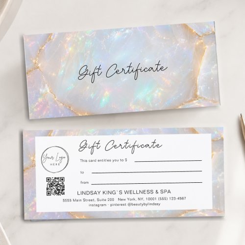 Luxury Opal QR Code Logo Gift Certificate