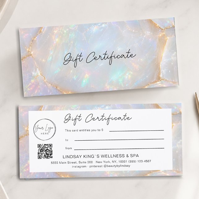 Luxury Opal QR Code Logo Gift Certificate (Luxury Opal QR Code Logo Gift Certificate)