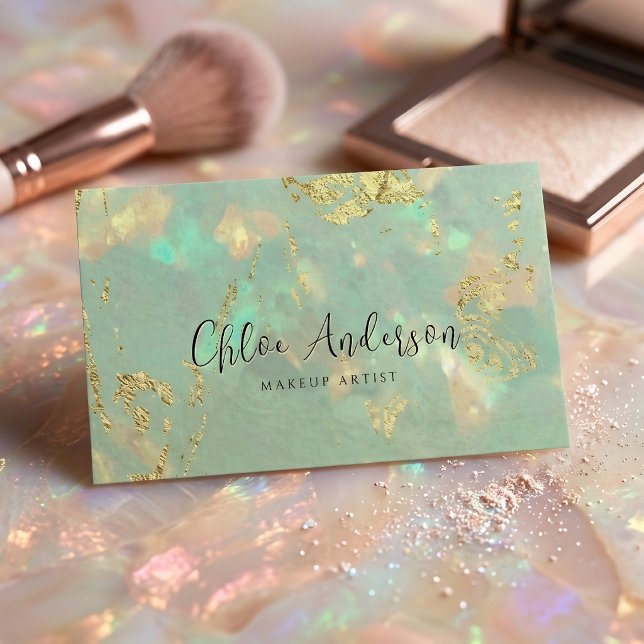 Luxury Opal Stone Business Card Design With QR  (Creator Uploaded)