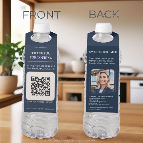 Luxury open house property tour favor QR bottle hanger tag