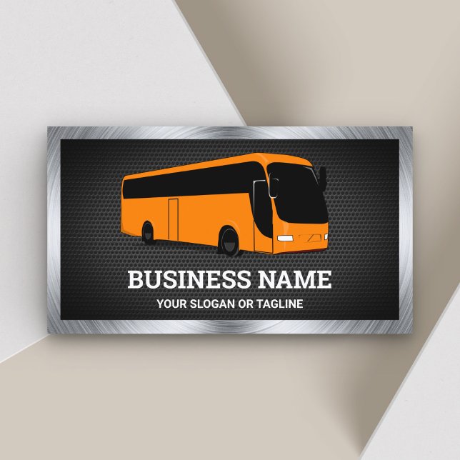 Luxury Orange Bus Sightseeing Tours Travel Agent Business Card (Creator Uploaded)
