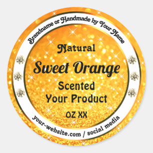 Luxury Orange Glitter Sparkle Stars Product Labels