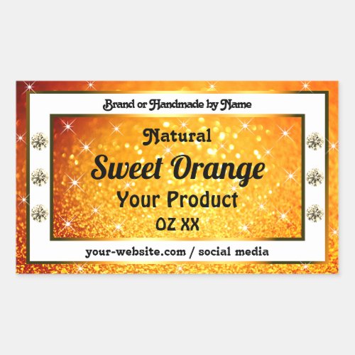 Luxury Orange Glitter Sparkle Stars Product Labels