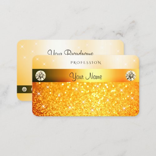 Luxury Orange Glitter Sparkling Stars and Diamonds Business Card