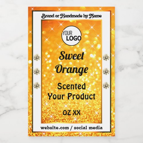 Luxury Orange Sparkle Glitter Product Labels Logo