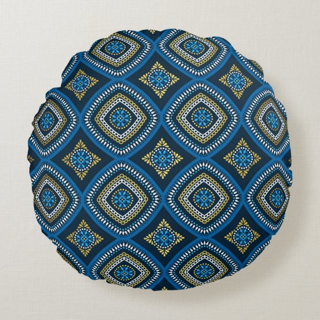 Luxury oriental seamless pattern round pillow (Front)