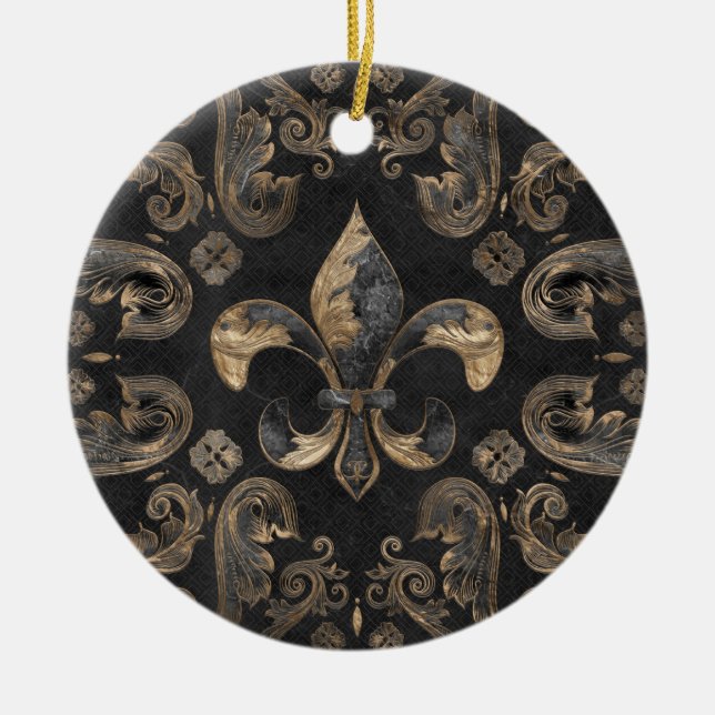 Luxury ornament flower - Black Marble (Front)