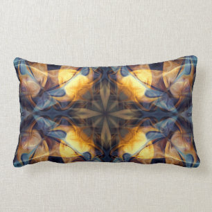 Luxury, ornamental colourful pattern, navy blue lumbar pillow