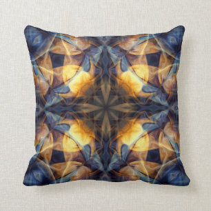 Luxury, ornamental colourful pattern, navy blue throw pillow