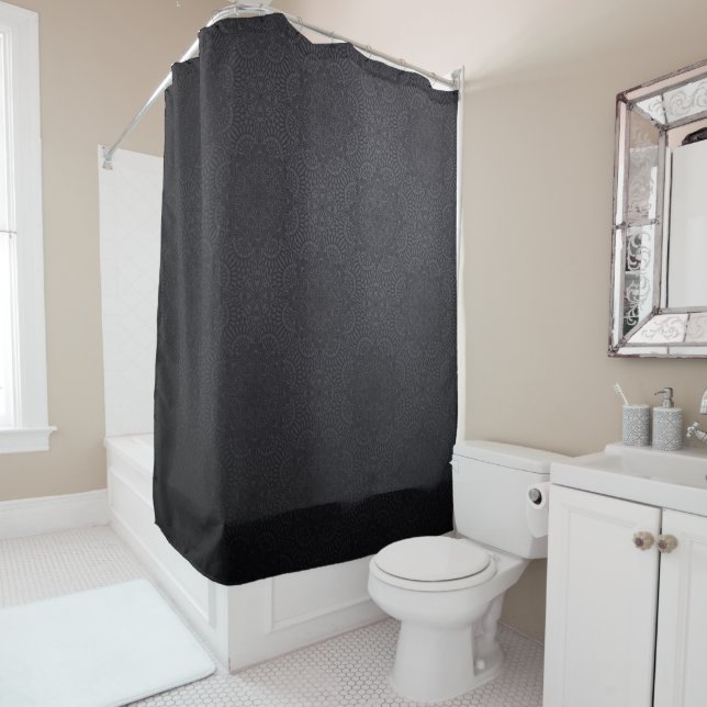 Luxury ornamental mandala black design shower curtain (In Situ)