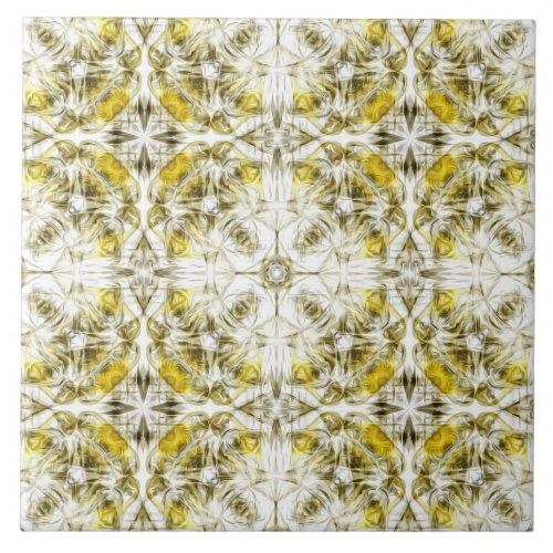Luxury ornamental mustard yellow white grey ceramic tile