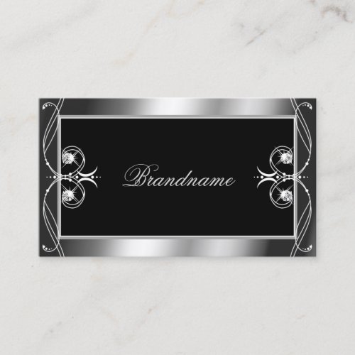 Luxury Ornate Black Silver Sparkle Jewels Stylish Business Card