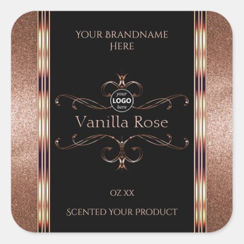 Luxury Ornate Rosegold Black Product Labels Logo