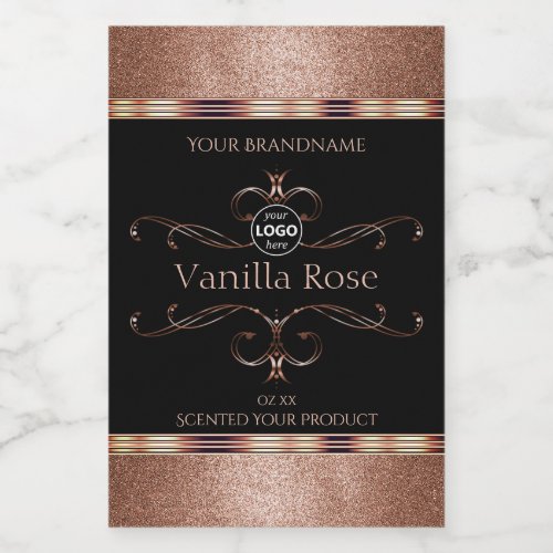 Luxury Ornate Rosegold Black Product Labels Logo