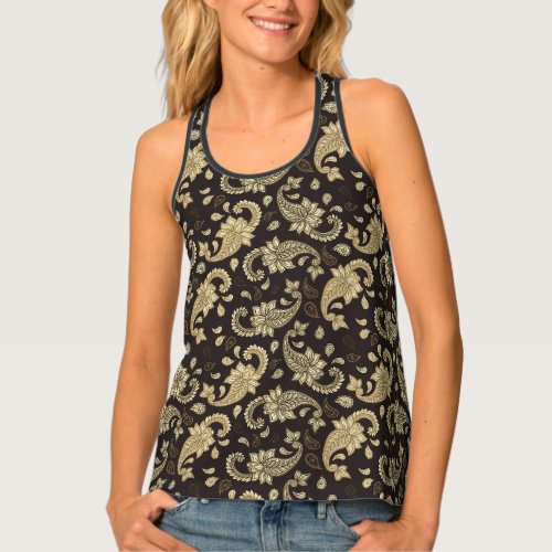 Luxury Paisley On Brown Womens Tank Top