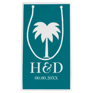 Luxury palm tree beach wedding favor gift bags