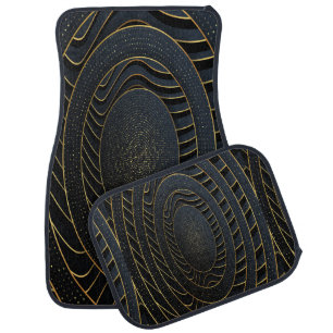 Luxury paper cut backgrounds with golden line and car floor mat