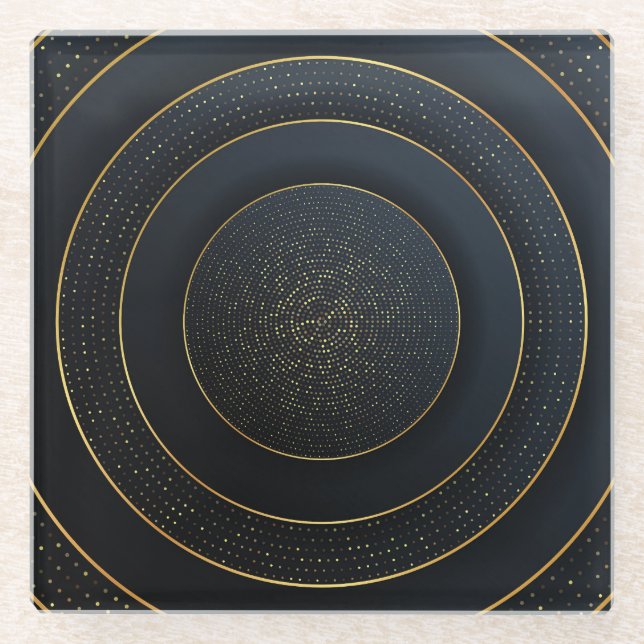 Luxury Paper Cut: Golden Gradient. Glass Coaster (Front)