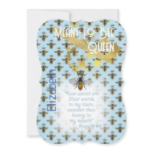Luxury Pastel Blue Bee Grid Queen Gold