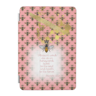 Luxury Pastel Coral Bee Grid Bible Queen Bee iPad Mini Cover