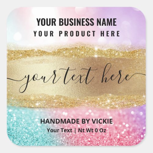 Luxury Pastel Glitter Cotton Candy Product Labels