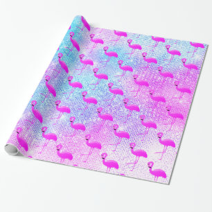 LUXURY PASTEL GLITTER SPLATTER FLAMINGO  WRAPPING PAPER