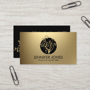Luxury Pastel Gold Tree Symbol Business Card