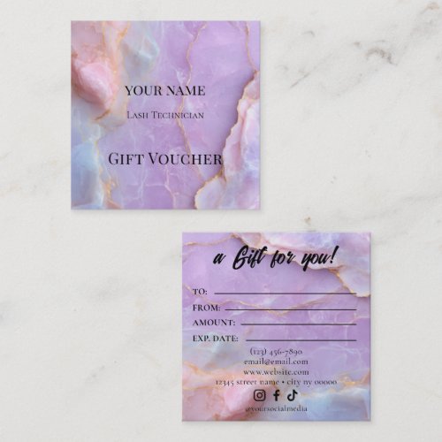 Luxury Pastel Marble Lash Ar Gift Certificate Card