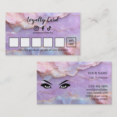 Luxury Pastel Marble Lash Artist Loyalty Card