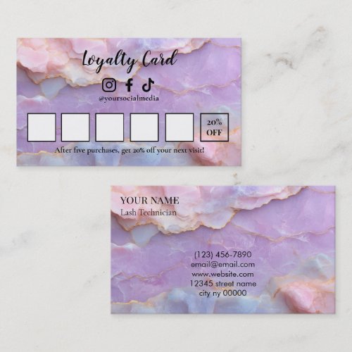 Luxury Pastel Marble Lash Artist Loyalty Card