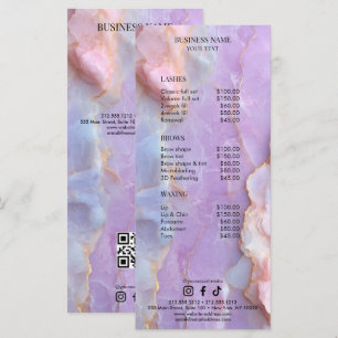 Luxury Pastel Marble Lash Artist Salon Price List Menu