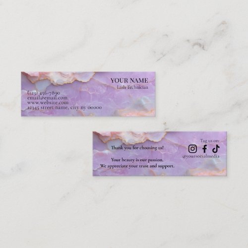 Luxury Pastel Marble Lash Artist Thank you Card