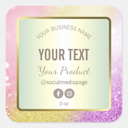 Luxury Pastel Pink Gold Glitter Product Labels