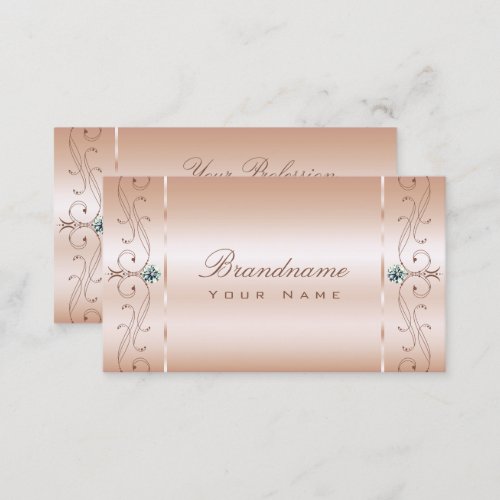 Luxury Pastel Rose Coral Ornate Squiggled Jewels Business Card