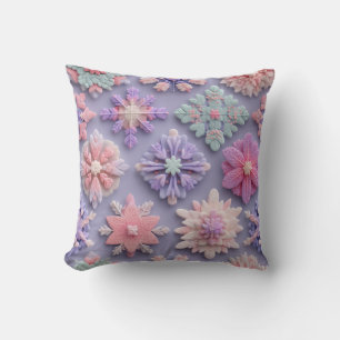 Luxury Pastel Snowflake Floral Throw Pillow