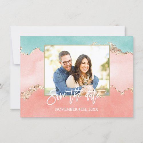 Luxury Pastel Watercolour Gold Foil Save The Date